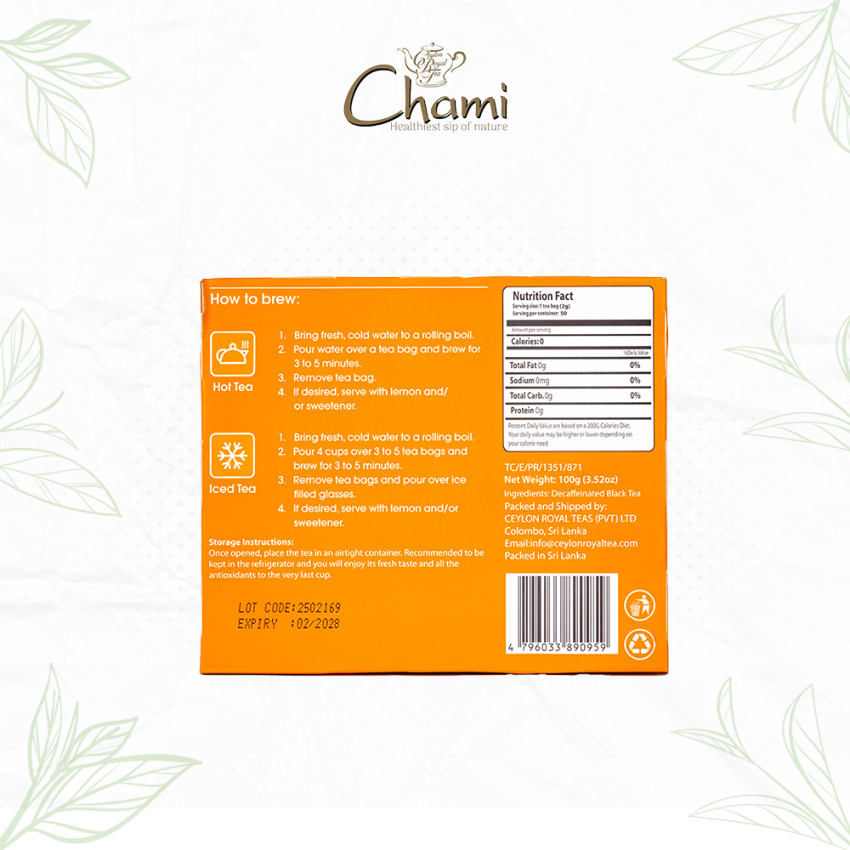Chami Decaffeinated Black Tea 50E