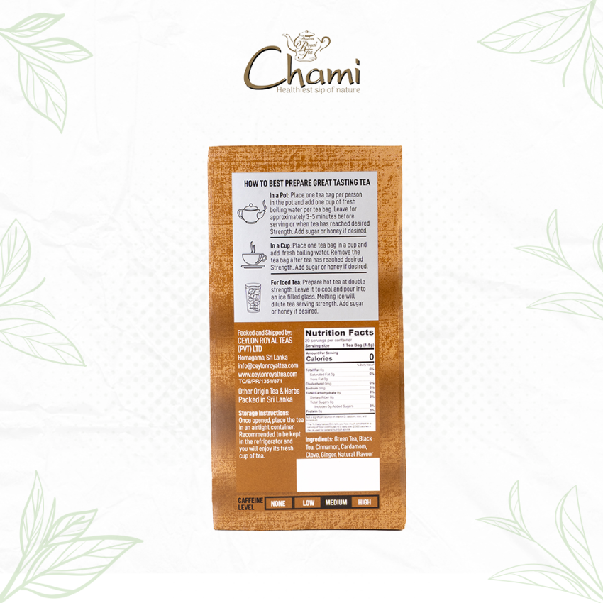 Chami Herbal Flavored & Specialty Tea Chai Spice Tea Bags