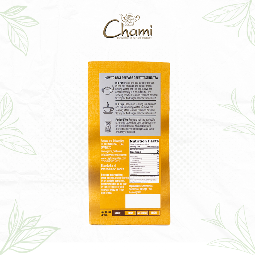 Chami Herbal Flavored & Specialty Tea Calming Chamomile Tea Bags