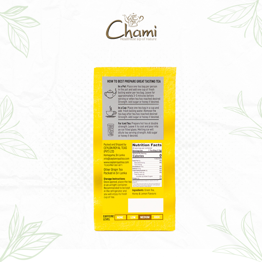 Chami Herbal Flavored & Specialty Tea Honey Lemon Tea Bags