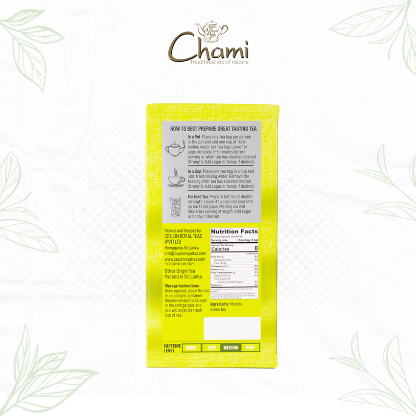 Chami Herbal Flavored & Specialty Tea Matcha Super Tea Bags