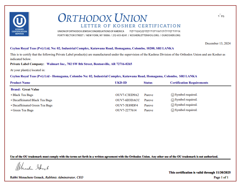 Kosher-certificate