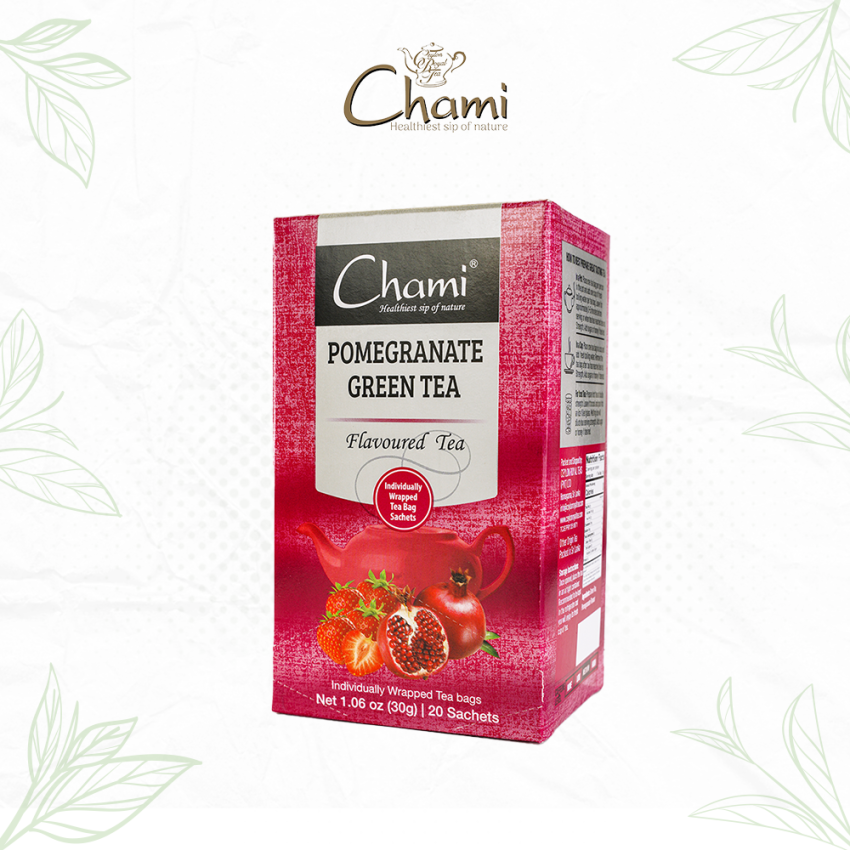 Chami Herbal Flavored & Specialty Tea Pomegranate Green Tea Bags
