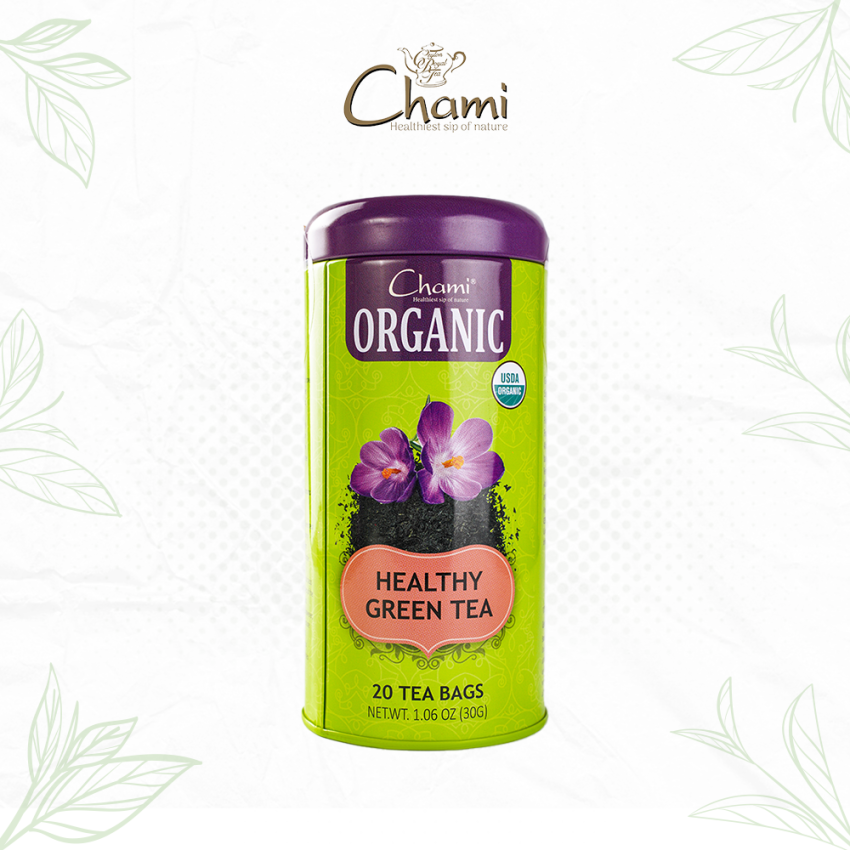 Chami Round Metal Caddy Green Tea Tea Bags