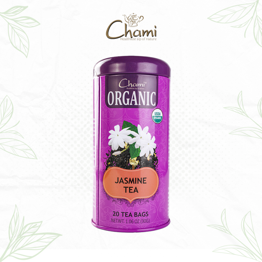 Chami Round Metal Caddy Jasmine Tea Tea Bags