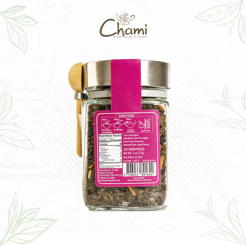 Chami Herbal Tea Glass Jar Apple Fruity & Cinnamon Tea Tea Bags