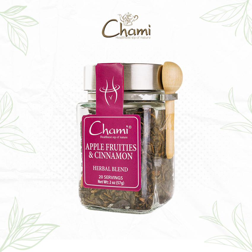 Chami Herbal Tea Glass Jar Apple Fruity & Cinnamon Tea Tea Bags