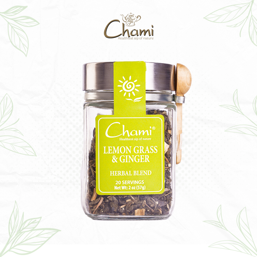 Chami Herbal Tea Glass Jar Lemon Grass & Ginger Tea Tea Bags