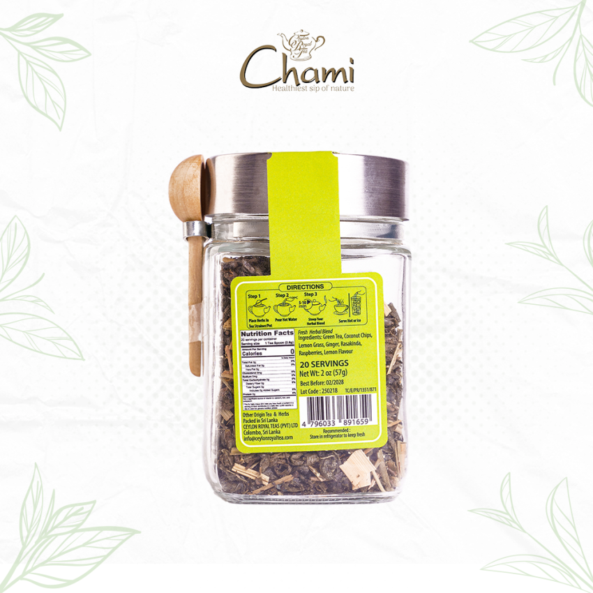 Chami Herbal Tea Glass Jar Lemon Grass & Ginger Tea Tea Bags
