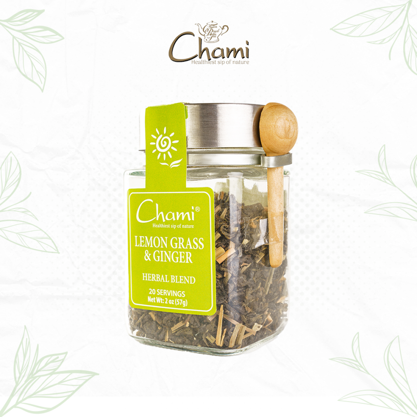 Chami Herbal Tea Glass Jar Lemon Grass & Ginger Tea Tea Bags