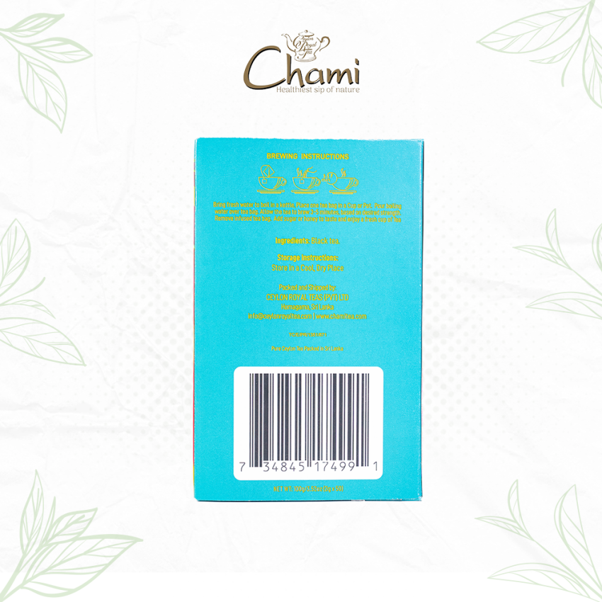 Chami Ceylon Black Tea – 50 Tea Bags (100g)